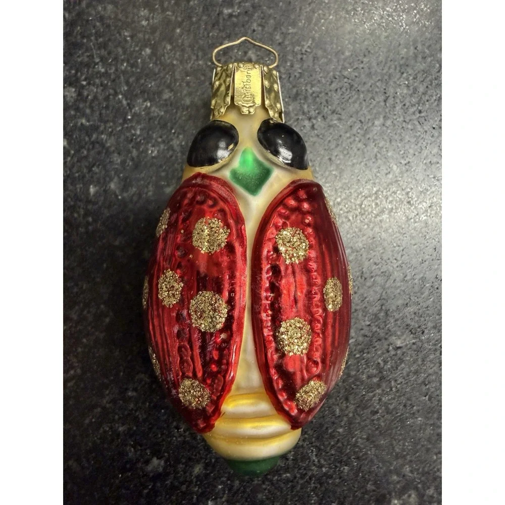 Vintage Christborn Ladybug Glass Christmas Ornament 3